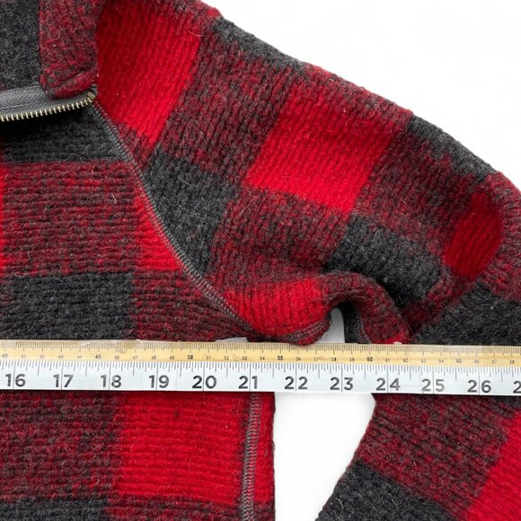 Woolrich Wool Blend Hooded Mid Weight Duffle Coat Jacket Red Plaid Women's Small - Picture 8 of 10